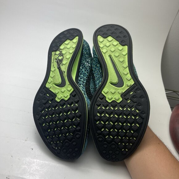 Nike Flyknit Racer Men’s Size 4.5 Blue Lagoon Knit Athletic Shoes - Picture 6 of 10